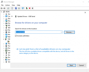 open the directory with downloaded & extracted CH341SER.zip driver