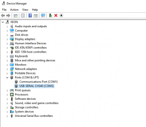 CH340 driver installed and working